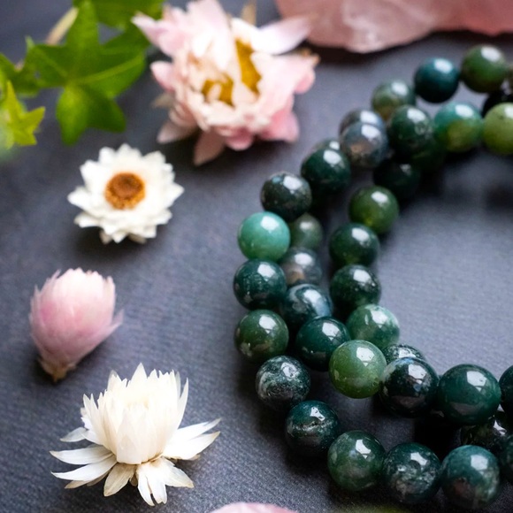 🆕New Moss Agate 8mm Healing Gemstone Bracelet - Picture 1 of 1